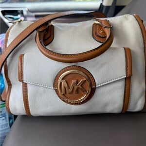 Michael Kors Cream and Brown Satchel